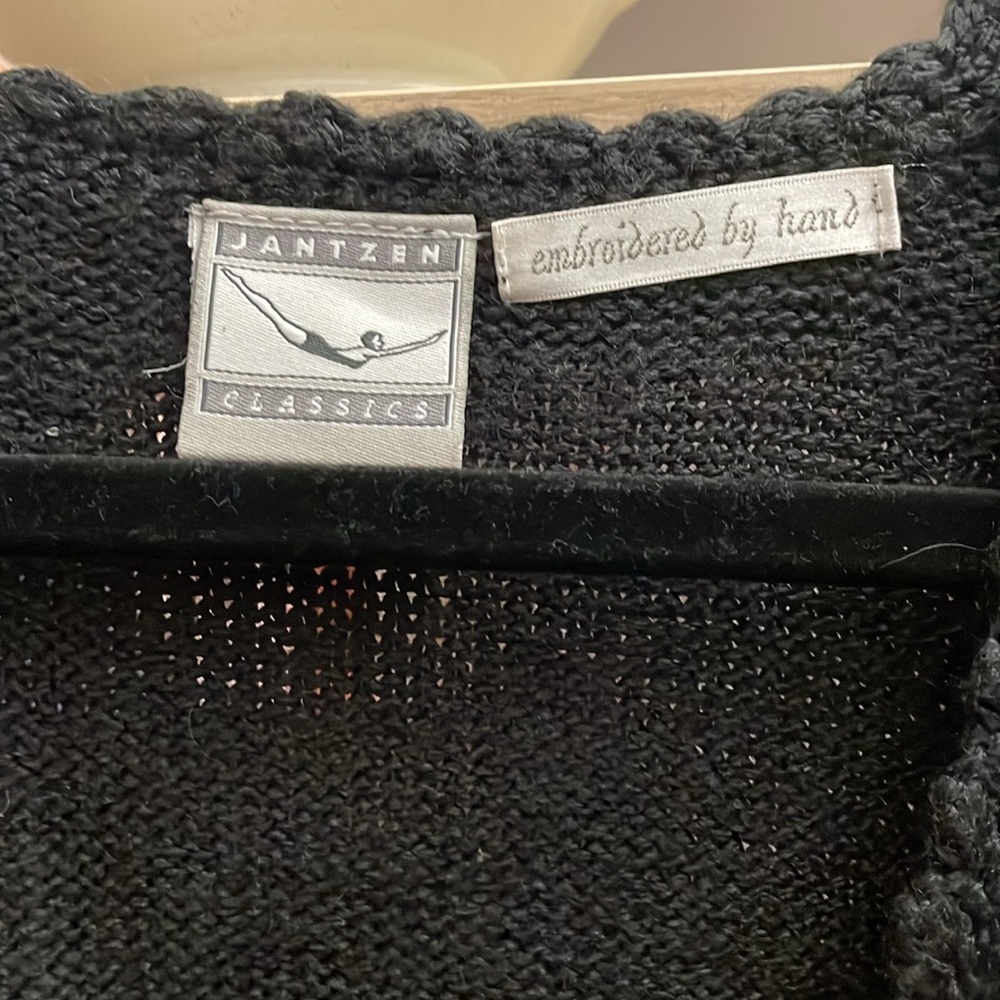 Gorgeous Deep Gray Multi Colored Sweater Embroide… - image 3